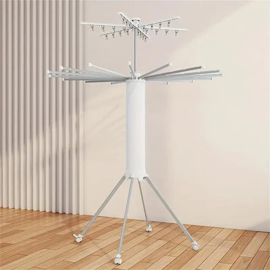 Foldable 360° Rotating Clothes Drying Stand | Aluminum Tripod Laundry Rack